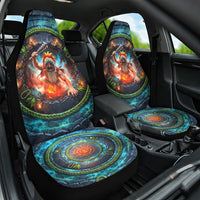 3D Illusion Nightmarchers Halloween Car Seat Cover Hawaiian Warrior Spirit Lava Portal
