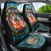 3D Illusion Nightmarchers Halloween Car Seat Cover Hawaiian Warrior Spirit Lava Portal