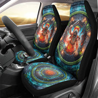 3D Illusion Nightmarchers Halloween Car Seat Cover Hawaiian Warrior Spirit Lava Portal