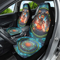 3D Illusion Nightmarchers Halloween Car Seat Cover Hawaiian Warrior Spirit Lava Portal