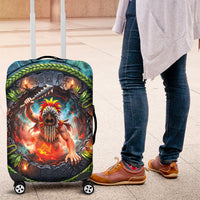 3D Illusion Nightmarchers Halloween Luggage Cover Hawaiian Warrior Spirit Lava Portal