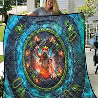 3D Illusion Nightmarchers Halloween Quilt Hawaiian Warrior Spirit Lava Portal
