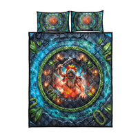 3D Illusion Nightmarchers Halloween Quilt Bed Set Hawaiian Warrior Spirit Lava Portal