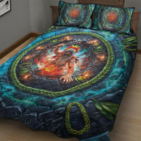 3D Illusion Nightmarchers Halloween Quilt Bed Set Hawaiian Warrior Spirit Lava Portal