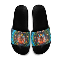 3D Illusion Nightmarchers Halloween Slide Sandals Hawaiian Warrior Spirit Lava Portal