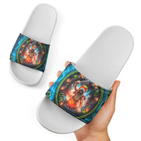 3D Illusion Nightmarchers Halloween Slide Sandals Hawaiian Warrior Spirit Lava Portal