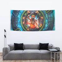 3D Illusion Nightmarchers Halloween Tapestry Hawaiian Warrior Spirit Lava Portal
