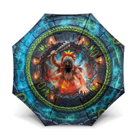3D Illusion Nightmarchers Halloween Umbrella Hawaiian Warrior Spirit Lava Portal
