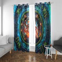 3D Illusion Nightmarchers Halloween Window Curtain Hawaiian Warrior Spirit Lava Portal