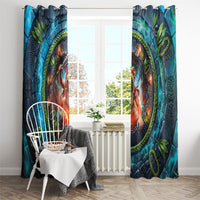 3D Illusion Nightmarchers Halloween Window Curtain Hawaiian Warrior Spirit Lava Portal