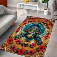 3D Illusion Honu Halloween Area Rug Hawaiian Sea Turtle Skull Shell Vortex