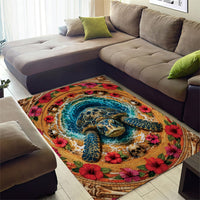 3D Illusion Honu Halloween Area Rug Hawaiian Sea Turtle Skull Shell Vortex