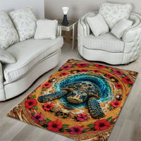 3D Illusion Honu Halloween Area Rug Hawaiian Sea Turtle Skull Shell Vortex