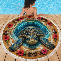 3D Illusion Honu Halloween Beach Blanket Hawaiian Sea Turtle Skull Shell Vortex