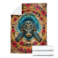 3D Illusion Honu Halloween Blanket Hawaiian Sea Turtle Skull Shell Vortex