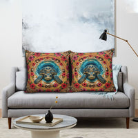 3D Illusion Honu Halloween Pillow Cover Hawaiian Sea Turtle Skull Shell Vortex