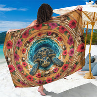 3D Illusion Honu Halloween Sarong Hawaiian Sea Turtle Skull Shell Vortex