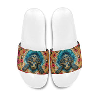 3D Illusion Honu Halloween Slide Sandals Hawaiian Sea Turtle Skull Shell Vortex