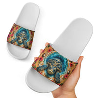 3D Illusion Honu Halloween Slide Sandals Hawaiian Sea Turtle Skull Shell Vortex