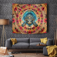 3D Illusion Honu Halloween Tapestry Hawaiian Sea Turtle Skull Shell Vortex