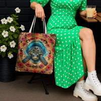 3D Illusion Honu Halloween Tote Bag Hawaiian Sea Turtle Skull Shell Vortex
