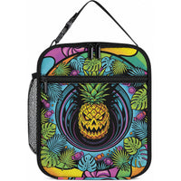 3D Illusion Pineapple Jack O Lantern Halloween Lunch Bag Tropical Spooky Fruit Monstera Swirl