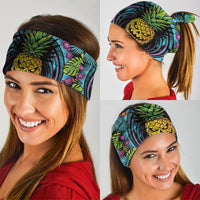 3D Illusion Pineapple Jack O Lantern Halloween Neck Gaiter Tropical Spooky Fruit Monstera Swirl