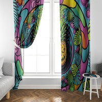 3D Illusion Pineapple Jack O Lantern Halloween Window Curtain Tropical Spooky Fruit Monstera Swirl