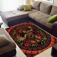 3D Illusion Hula Zombie Halloween Area Rug Hawaiian Undead Dancer Volcano Stone Well