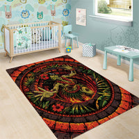 3D Illusion Hula Zombie Halloween Area Rug Hawaiian Undead Dancer Volcano Stone Well
