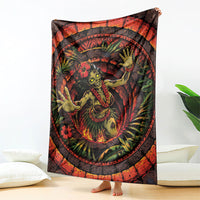 3D Illusion Hula Zombie Halloween Blanket Hawaiian Undead Dancer Volcano Stone Well
