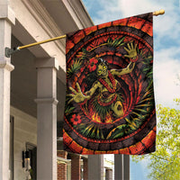 3D Illusion Hula Zombie Halloween Garden Flag Hawaiian Undead Dancer Volcano Stone Well