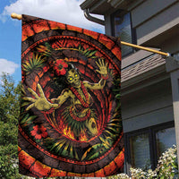 3D Illusion Hula Zombie Halloween Garden Flag Hawaiian Undead Dancer Volcano Stone Well