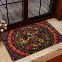 3D Illusion Hula Zombie Halloween Rubber Doormat Hawaiian Undead Dancer Volcano Stone Well