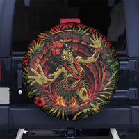 3D Illusion Hula Zombie Halloween Spare Tire Cover Hawaiian Undead Dancer Volcano Stone Well