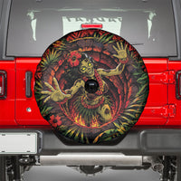 3D Illusion Hula Zombie Halloween Spare Tire Cover Hawaiian Undead Dancer Volcano Stone Well