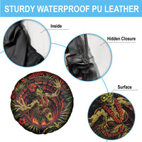 3D Illusion Hula Zombie Halloween Spare Tire Cover Hawaiian Undead Dancer Volcano Stone Well