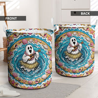 3D Illusion Hula Ghost Halloween Laundry Basket Hawaiian Ukulele Spirit Ocean Vortex