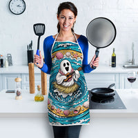 3D Illusion Hula Ghost Halloween Apron Hawaiian Ukulele Spirit Ocean Vortex