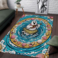 3D Illusion Hula Ghost Halloween Area Rug Hawaiian Ukulele Spirit Ocean Vortex