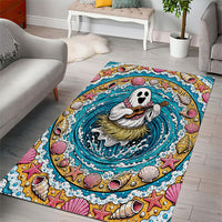 3D Illusion Hula Ghost Halloween Area Rug Hawaiian Ukulele Spirit Ocean Vortex