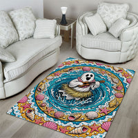 3D Illusion Hula Ghost Halloween Area Rug Hawaiian Ukulele Spirit Ocean Vortex