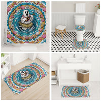 3D Illusion Hula Ghost Halloween Bathroom Set Hawaiian Ukulele Spirit Ocean Vortex