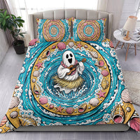 3D Illusion Hula Ghost Halloween Bedding Set Hawaiian Ukulele Spirit Ocean Vortex