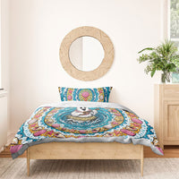 3D Illusion Hula Ghost Halloween Bedding Set Hawaiian Ukulele Spirit Ocean Vortex