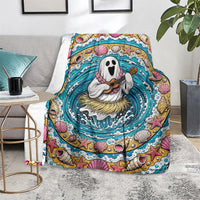 3D Illusion Hula Ghost Halloween Blanket Hawaiian Ukulele Spirit Ocean Vortex