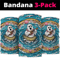 3D Illusion Hula Ghost Halloween Neck Gaiter Hawaiian Ukulele Spirit Ocean Vortex