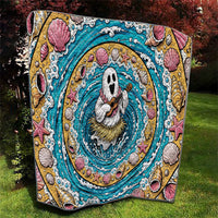 3D Illusion Hula Ghost Halloween Quilt Hawaiian Ukulele Spirit Ocean Vortex