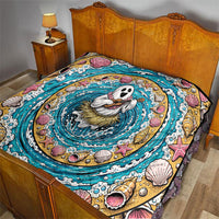 3D Illusion Hula Ghost Halloween Quilt Hawaiian Ukulele Spirit Ocean Vortex