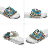 3D Illusion Hula Ghost Halloween Slide Sandals Hawaiian Ukulele Spirit Ocean Vortex